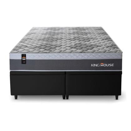 Imagem de Conjunto Box Baú Sheffield Cinza 158x198x72 c/ Molas Ensacadas