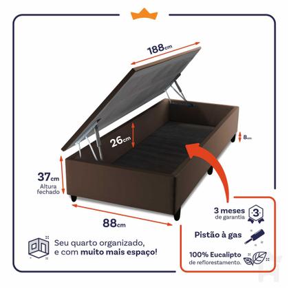 Imagem de Conjunto Box Baú Sirius Preto 88x188x72 c/ Molas Ensacadas