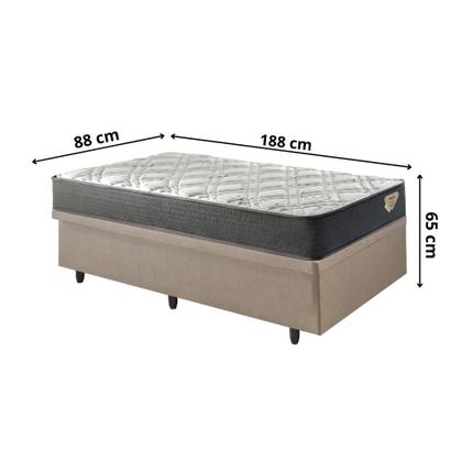 Imagem de Conjunto Box Baú Solteiro Bege + Colchão Adapto Molas Ensacadas 88x188 Ecoflex