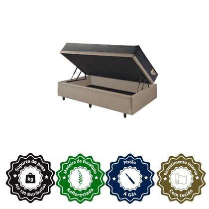 Imagem de Conjunto Box Baú Solteiro Bege + Colchão Adapto Molas Ensacadas 88x188 Ecoflex