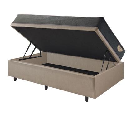 Imagem de Conjunto Box Baú Solteiro Bege + Colchão Adapto Molas Ensacadas 88x188 Ecoflex