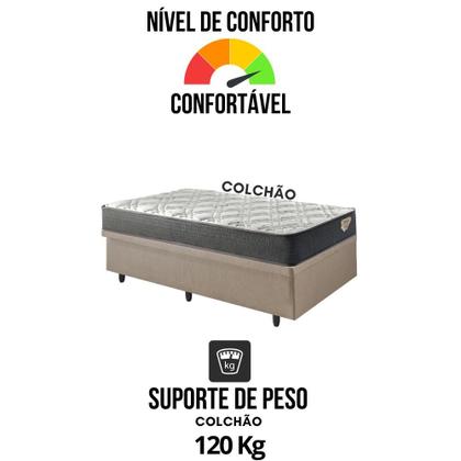 Imagem de Conjunto Box Baú Solteiro Bege + Colchão Adapto Molas Ensacadas 88x188 Ecoflex