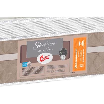 Imagem de Conjunto Box Baú Solteiro: Colchão Espuma Castor Molas Ensacadas Silver Star Air + Base CRC Suede Clean (88x188)