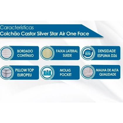 Imagem de Conjunto Box Baú Solteiro: Colchão Espuma Castor Molas Ensacadas Silver Star Air + Base CRC Suede Clean (88x188)