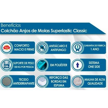Imagem de Conjunto Box Baú Solteiro: Colchão Molas D Angelis Anjos Superlastic Classic + Base CRC Courano Branco (88x188)