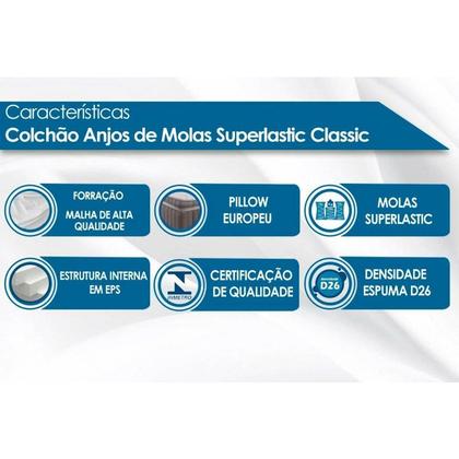 Imagem de Conjunto Box Baú Solteiro: Colchão Molas D Angelis Anjos Superlastic Classic + Base CRC Courano Branco (88x188)