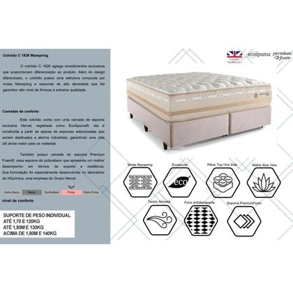 Imagem de Conjunto Box Baú Solteiro: Colchão Molas Herval Maxspring C1626 + Base CRC Suede Clean (88x188)