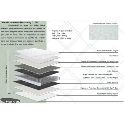 Imagem de Conjunto Box Baú Solteiro: Colchão Molas Herval Maxspring C1780 + Base CRC Suede Gray (88x188)