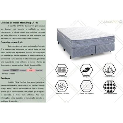 Imagem de Conjunto Box Baú Solteiro: Colchão Molas Herval Maxspring C1780 + Base CRC Suede Gray (88x188)