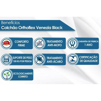 Imagem de Conjunto Box Baú Solteiro: Colchão Molas Orthoflex Bonnel Venezia + Base CRC Courano Black(88x188)