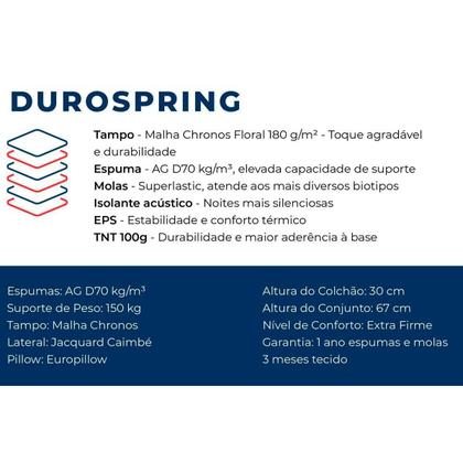 Imagem de Conjunto Box Baú Solteiro: Colchão Molas Plumatex Superlastic DuroSpring + Base CRC Suede Brown(88x188)