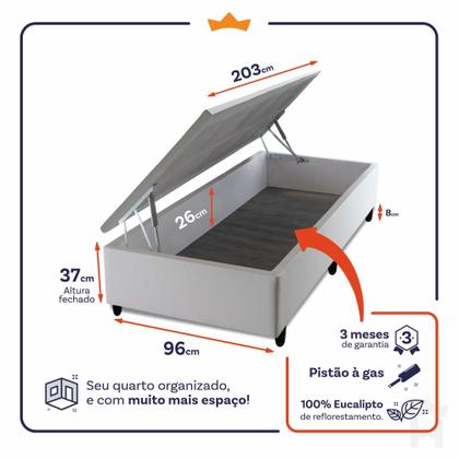 Imagem de Conjunto Box Baú Toronto Preto 96x203x73 c/ Molas Ensacadas