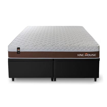 Imagem de Conjunto Box Baú Venice Marrom 193x203x67 c/ Molas Ensacadas