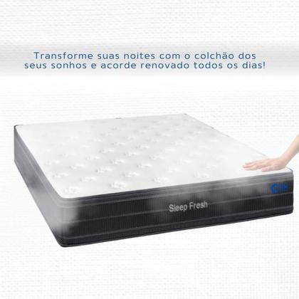 Imagem de Conjunto Box Baú Viúva Colchão Molas Ensacadas Sleep Fresh Sankonfort  Cama Blindada Reforçada 128x188  Ideal para Quartos Pequenos