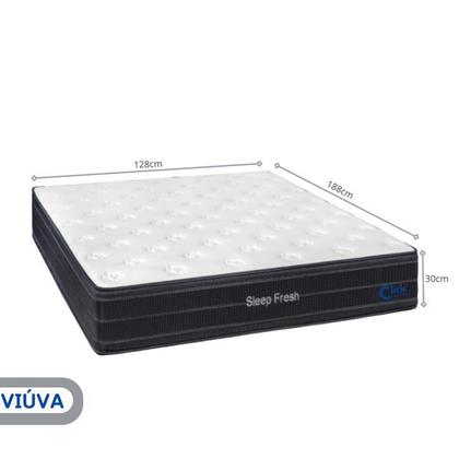 Imagem de Conjunto Box Baú Viúva Colchão Molas Ensacadas Sleep Fresh Sankonfort  Cama Blindada Reforçada 128x188  Ideal para Quartos Pequenos