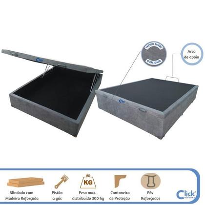 Imagem de Conjunto Box Baú Viúva Colchão Molas Ensacadas Sleep Fresh Sankonfort  Cama Blindada Reforçada 128x188  Ideal para Quartos Pequenos
