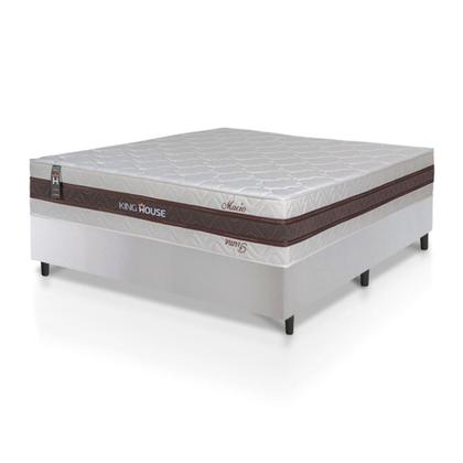 Imagem de Conjunto Box Branco Mali Bege Molas Ensacadas Casal 138x188x70 - King House