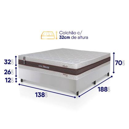 Imagem de Conjunto Box Branco Mali Bege Molas Ensacadas Casal 138x188x70 - King House