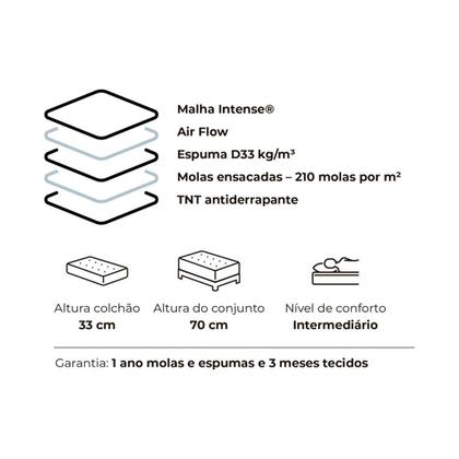 Imagem de Conjunto Box Casal: Colchão Molas Plumatex Ensacadas Ecolife + Base CRC Suede Gray(138x188)