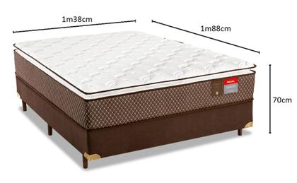 Imagem de Conjunto Box Casal Evolution Reconflex com Base material sintético Marrom (138x188x70)