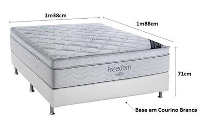Imagem de Conjunto Box Casal Freedom Ortobom com Base material sintético Branco (138x188x71)