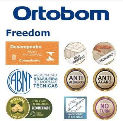Imagem de Conjunto Box Casal Freedom Ortobom com Base material sintético Branco (138x188x71)