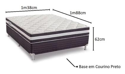 Imagem de Conjunto Box Casal Premium D33 Reconflex com Base material sintético Preto (138x188x62)