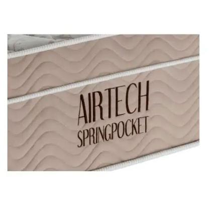 Imagem de Conjunto Box Casal Queen Size Colchão Airtech Molas Ensacadas Spring Pocket Base Material Sintético Ortobom