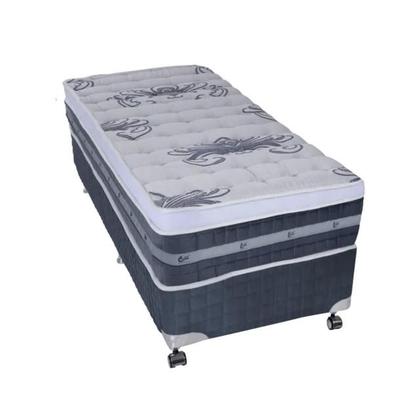 Imagem de Conjunto Box Castor Solteiro King  c/ Colchão Silver Star Tecnopedic One Face Solteiro King 96x203x72 - Cinza - Solteirão Americano