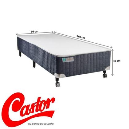 Imagem de Conjunto Box Castor Solteiro King  c/ Colchão Silver Star Tecnopedic One Face Solteiro King 96x203x72 - Cinza - Solteirão Americano