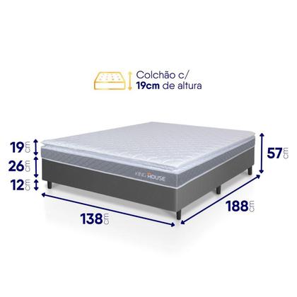 Imagem de Conjunto Box Cinza Durban Cinza Espuma D28 Casal 138x188x57 - King House