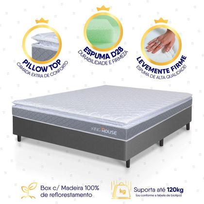 Imagem de Conjunto Box Cinza Durban Cinza Espuma D28 Viúva 128x188x57 - King House