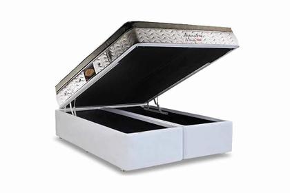 Imagem de Conjunto: box com baú branco + colchão herval imperatore molas ensacadas herval king 193x203x82