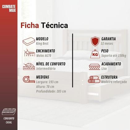 Imagem de Conjunto Box e Colchão King Best Pillow  Molas Ensacadas 203x193x70cm  Anjos