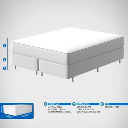 Imagem de Conjunto Box King Mola Ensacada Probel Munique (193x203x56cm) Branco