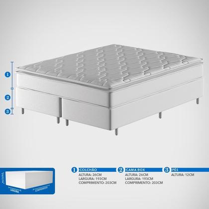 Imagem de Conjunto Box King Mola Ensacada Probel Passione Bambu (193x203x52cm) Branco