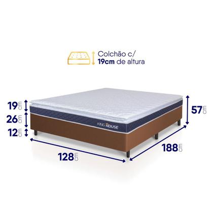 Imagem de Conjunto Box Marrom Durban Azul Espuma D28 Viúva 128x188x57 - King House