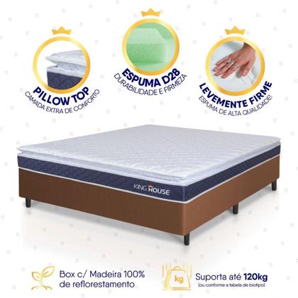 Imagem de Conjunto Box Marrom Durban Azul Espuma D28 Viúva 128x188x57 - King House