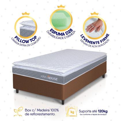Imagem de Conjunto Box Marrom Durban Cinza Espuma D28 Solteiro 88x188x57 - King House