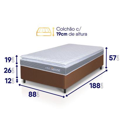 Imagem de Conjunto Box Marrom Durban Cinza Espuma D28 Solteiro 88x188x57 - King House