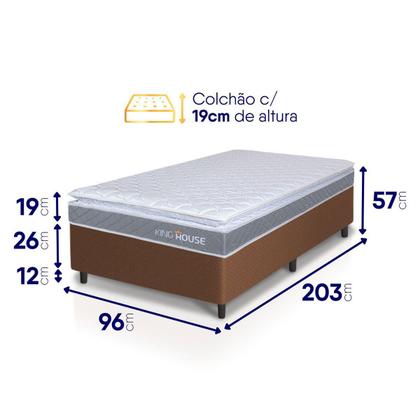 Imagem de Conjunto Box Marrom Durban Cinza Espuma D28 Solteiro 96x203x57 - King House
