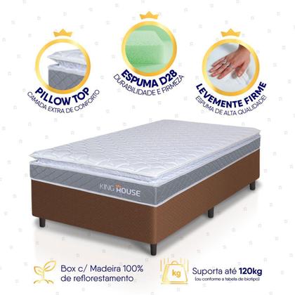 Imagem de Conjunto Box Marrom Durban Cinza Espuma D28 Solteiro 96x203x57 - King House