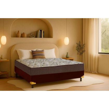 Imagem de Conjunto Box Queen: Colchão Espuma Ortobom D45 ISO 150 Mega Firme + Base CRC Suede Clean (158x198)