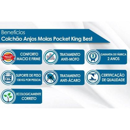 Imagem de Conjunto Box Queen: Colchão Molas Anjos MasterPocket Ensacadas King Best + Base CRC Courano White(158x198)