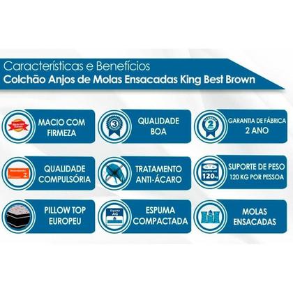 Imagem de Conjunto Box Queen: Colchão Molas Anjos MasterPocket Ensacadas King Best Marrom + Base CRC Courano Brown(158x198)
