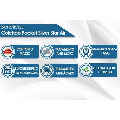 Imagem de Conjunto Box Queen: Colchão Molas Castor Pocket Silver Star Air + Base CRC Suede Clean(158x198)