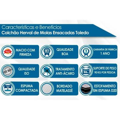 Imagem de Conjunto Box Queen: Colchão Molas Herval MasterPocket Ensacadas Toledo + Base CRC Suede Gray(158x198)