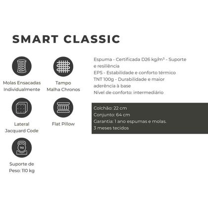 Imagem de Conjunto Box Queen: Colchão Molas Plumatex Ensacadas Smart Classic + Base CRC Suede Brown (158x198)