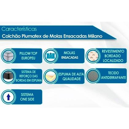 Imagem de Conjunto Box Queen: Colchão Molas Plumatex MasterPocket Ensacadas Smart Milano + Base CRC Courano Gray(158x198)