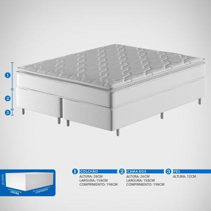 Imagem de Conjunto Box Queen Mola Ensacada Probel Turim (158x198x54cm) Branco